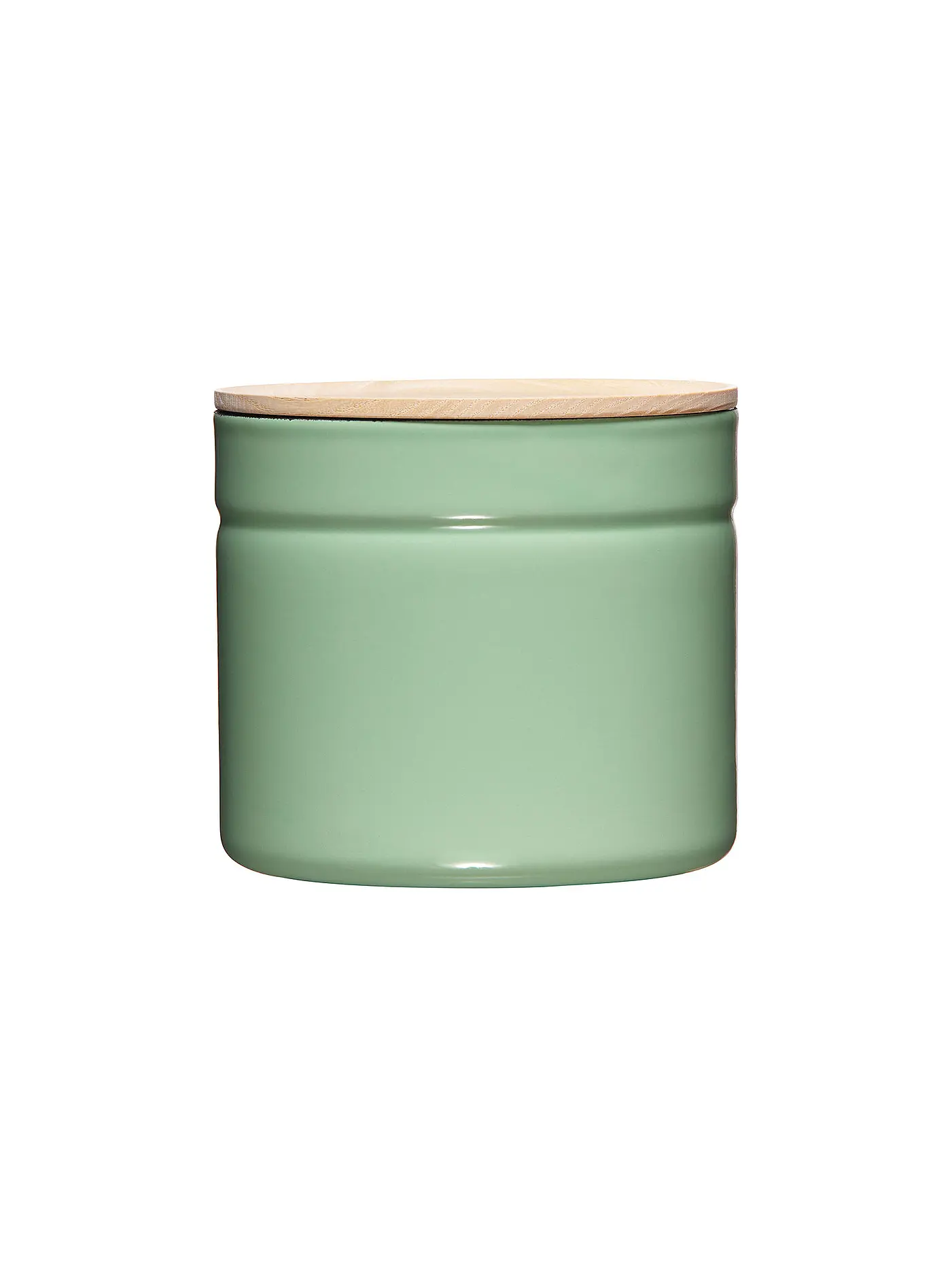 RIESS | Frischhaltedose - Emaille Vorratsdose mit Eschenholz-Deckel "Truehomewear"  12cm 1390ml | grün